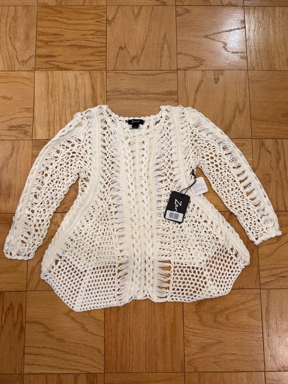 NWT Zaria Open-Knit Crochet Sweater